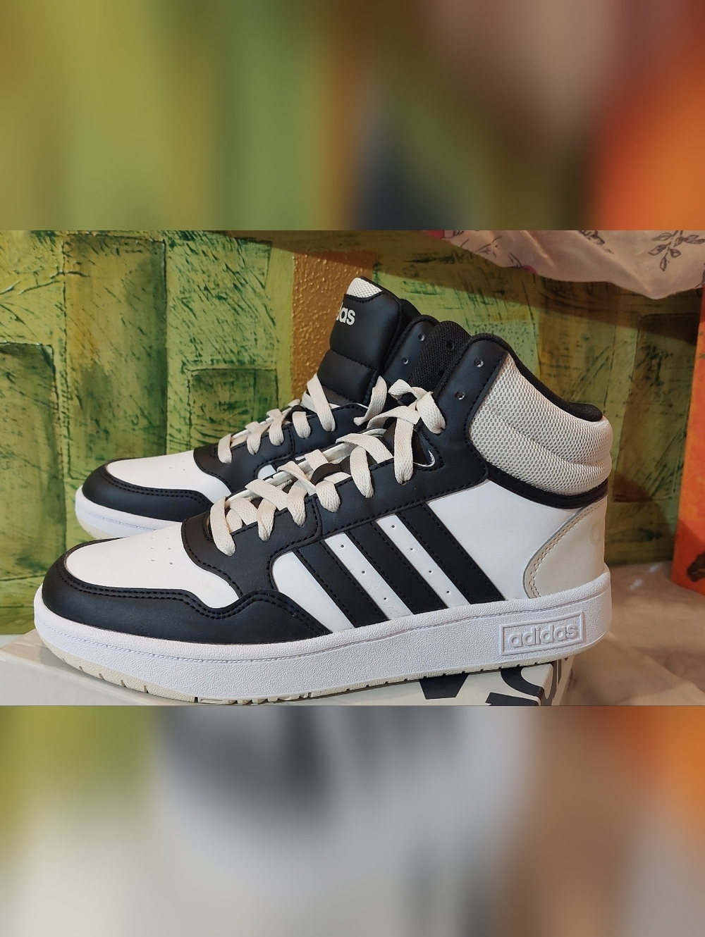 adidas Black and White High-Top Sneakers - Picture 4 of 6